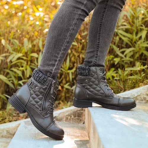 Miniatura 25 de STQ Botas de combate con cordones para mujer