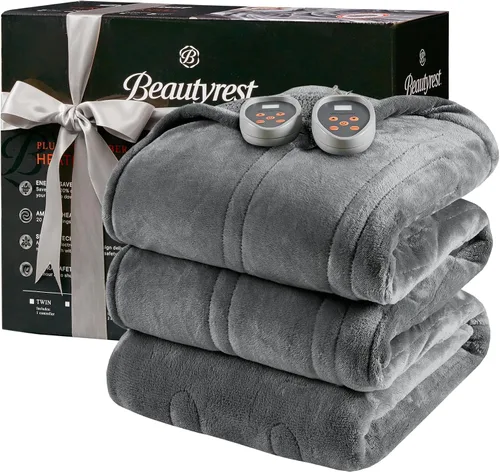 Miniatura 10 de Beautyrest Manta térmica, manta eléctrica, suave, cálida y reversible, manta térmica Sherpa para oficina, sofá, 3 ajustes de calor, apagado