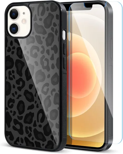 Miniatura 16 de TEAUGHT Compatible con iPhone 11 Funda con patrón lindo estampado de leopardo negro guepardo + protector de pantalla a prueba de golpes, funda