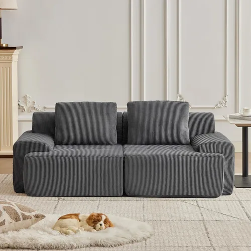 Miniatura 6 de Modular Sectional Sofa with Movable Ottoman, 1 Seat Deep Seat Couch with 1 Pillow, Comfy Cloud Sectional Sofa for Living Room, Bedroom and Apartment