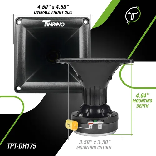 Miniatura 3 de Timpano 2X TPT-DH175 Controladores de bocina 500 Watts 1" Salida Controlador de compresión de alta frecuencia con bocina negra de 8 Ohm
