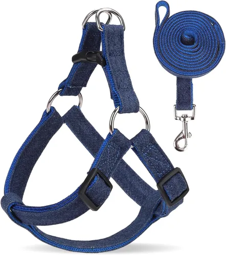 Miniatura 24 de Juego de arnés para perro con correa y collar de corbatín - Arnés para cachorro a cuadros beige, a prueba de escape, chaleco ajustable sin tirones
