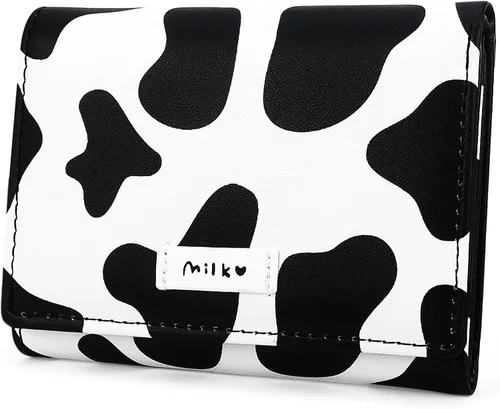 Miniatura 29 de CONISY Lindas carteras para mujer, de cuero con bloqueo RFID, pequeña cartera triple con ventana de identificación para niñas y mujeres