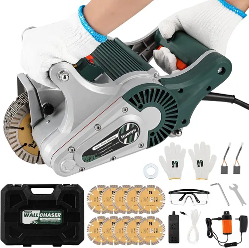 Huanyu Cazador de pared eléctrico 1 vez Moldeo de pared Máquina de corte de ranura de pared Vistamiento infrarrojo 4800W Ancho de corte 1.575 in