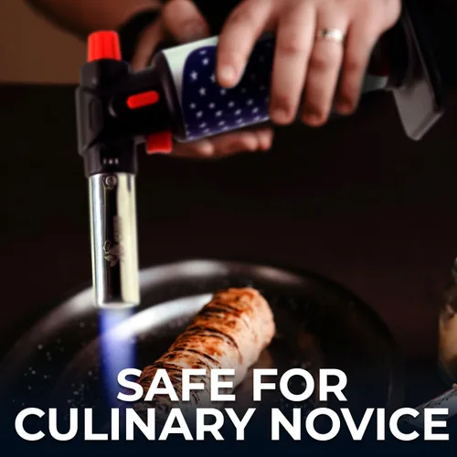 Miniatura 5 de Jo Chef Antorcha de cocina con butano incluido – Encendedor recargable con bloqueo de seguridad y llama ajustable, soplete culinario para cocinar