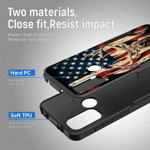 Miniatura 2 de Para Moto G Power 2022 – Funda protectora resistente de doble capa de policarbonato duro híbrido de goma suave a prueba de golpes – Ciervo