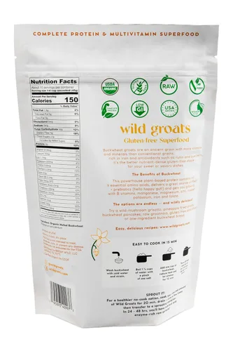 Miniatura 5 de WILD GROATS Trigo sarraceno crudo orgánico, cultivado en Estados Unidos, semillas germinables, 16 onzas, sin gluten, sin cáscara, proteína completa