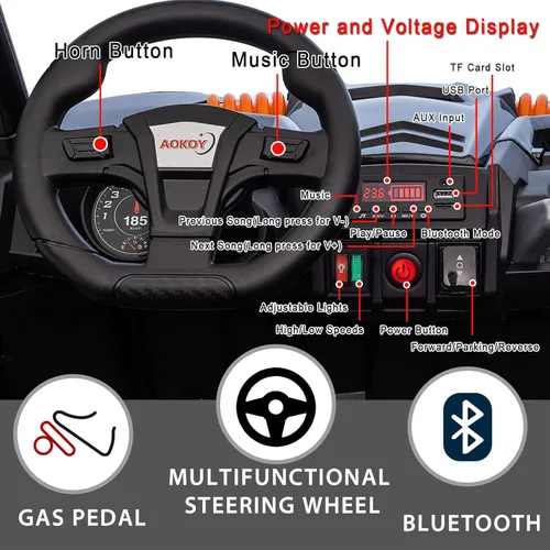 Miniatura 3 de XXXL - Vehículo eléctrico UTV de 24 V y 2 plazas para niños, vehículo eléctrico con batería UTV con control remoto con motores de 4 x 100 W