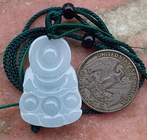 Miniatura 5 de gojade Certificado ICY Blanco 100% Natural A Jade Jadeita Colgante Guanyin Kwan Yin Lotus Flower Collar 464900 GS