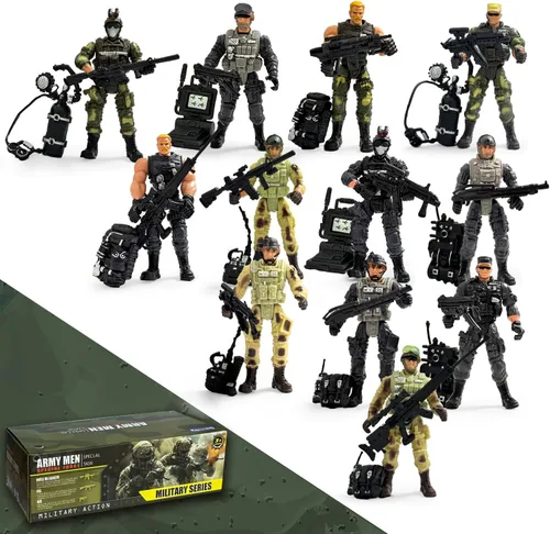 12 piezas de figuras de acción de hombres del ejército, juego de juguetes de soldados militares para niños, figura de acción de hombres del ejército