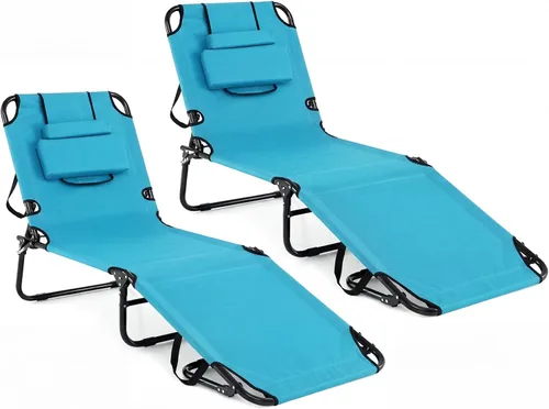Tangkula Sillón de playa, reclinable plegable para tomar el sol con agujero frontal, silla de bronceado boca abajo con respaldo ajustable de 4