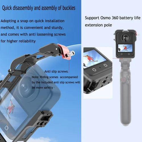 Miniatura 5 de OSMO 360 - Funda de aluminio de liberación rápida con marco de metal con tapa de lente de silicona Protector de pantalla para DJI OSMO 360 Kit