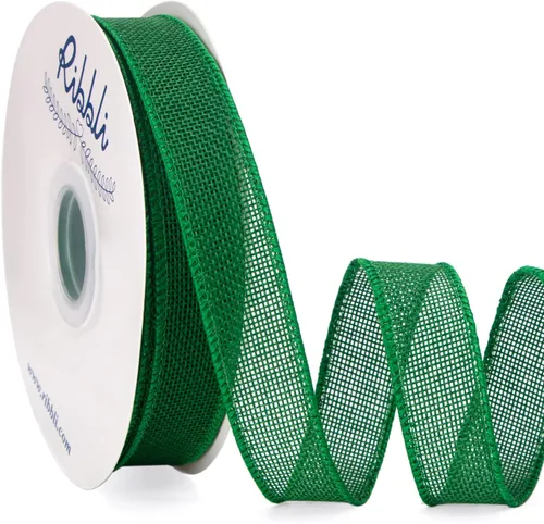 Miniatura 14 de Ribbli Cinta de arpillera natural con alambre, 1 pulgada x 20 yardas continuas, cinta de borde con alambre para coronas, lazos grandes, decoración