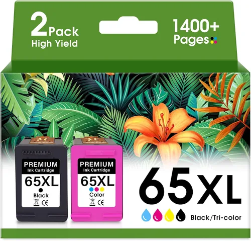 Cartuchos de tinta de impresora 65 65xL, color negro, paquete combinado de repuesto para HP Ink 65 HP65 XL 65XL negro y uso de color con HP Envy