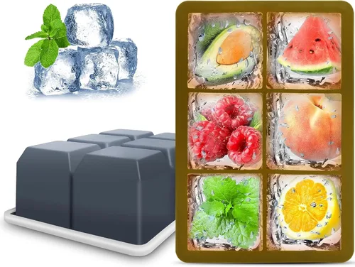 Miniatura 8 de Excnorm Bandejas de silicona para cubitos de hielo, paquete de 3, moldes de silicona para cubitos de hielo de gran tamaño con tapa extraíble a