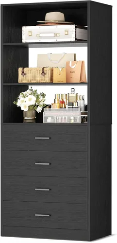 Miniatura 9 de Aheaplus Sistema organizador de cajones de armario, sistema de armario de madera de 21.3 pulgadas con 4 cajones, unidad de almacenamiento modular