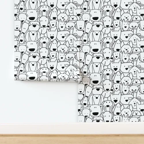 Miniatura 4 de Papel tapiz para despegar y pegar, diseño de garabatos de perro, negro, blanco, rescate, cachorro, amante de las mascotas, papel tapiz extraíble