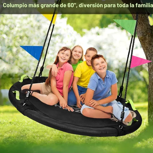 Miniatura 4 de HeyZoo Columpio de árbol, columpio de platillo más grande de 60 pulgadas para toda la familia, capacidad de peso de 900 libras, con correas