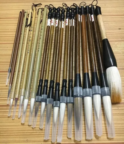 Miniatura 5 de Juego de pinceles de pintura estilo claborate para acuarela, caligrafía china, kanji, japonés, sumi, pintura, pinceles, dibujo, soporte enrollable