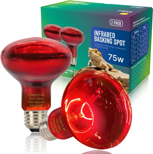 Miniatura 9 de FLSNT Paquete de 2 bombillas de lámpara de calor para reptiles, 75 W para anfibios, dragón barbudo, lagarto, tortuga, gecko