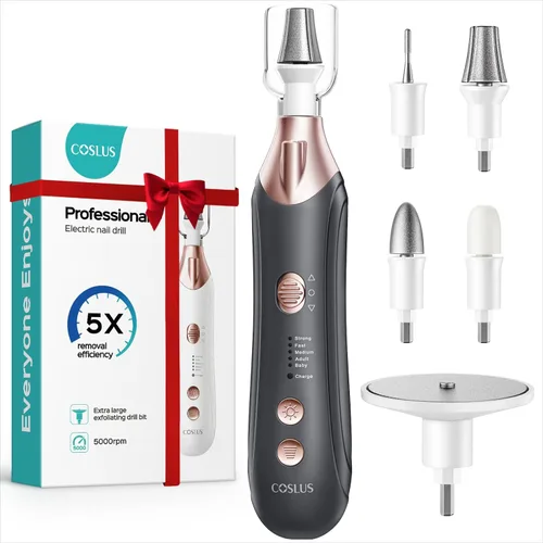 Miniatura 10 de COSLUS Kit Profesional de Manicura y Pedicura, Lima de Uñas Eléctrica 5 en 1 para Cuidado de Uñas de Manos y Pies - Rectificador Más Ancho para Uñas