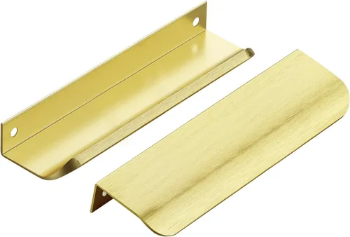 Miniatura 18 de Ravinte Hardware Paquete de 6 Manijas Doradas para Gabinete, Tiradores de Borde de Dedo de 3 Pulgadas (76mm), Centro de Orificio de 2 Pulgadas
