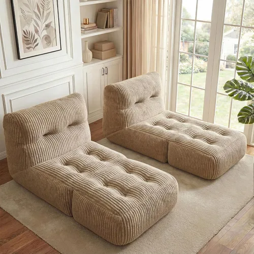 Miniatura 9 de Homkdom Puf gigante para adultos, de 31.49 pulgadas de alto con otomana plegable para sala de estar, dormitorio o balcón, sillón grande con relleno