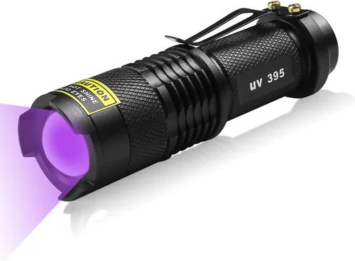 Abom Linterna UV de 395 nm Mini detector de luz negra ultravioleta - Encuentra orina seca de perro/manchas de mascotas, curado con pegamento UV,