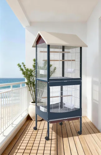 Miniatura 9 de Garvee Jaula para pájaros, jaula para pájaros extra grande de 66 pulgadas de alto, con bandeja extraíble, techo impermeable, fácil de limpiar