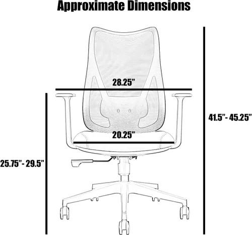 Miniatura 3 de 2xhome Silla de oficina ergonómica Silla de escritorio de malla de respaldo alto Soporte lumbar ajustable de inclinación reclinable Asiento