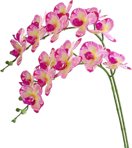 Miniatura 12 de Htmeing Flores artificiales de Phalaenopsis de 38 pulgadas, ramas de tacto real (no seda), flores de orquídeas para decoración de hogar, oficina