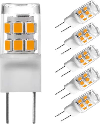 Bombilla LED G8/GY8.6 de 3 vatios de luz blanca cálida – Base G8 bi-pin xenón tipo JCD LED 120V 20W bombilla halógena de repuesto, luz debajo del