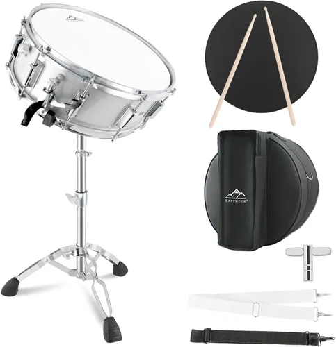 Miniatura 10 de EASTROCK Juego de batería de caja de 14 x 5.5 pulgadas para estudiantes principiantes con bolsa de concierto, baquetas, soporte, llaves de tambor