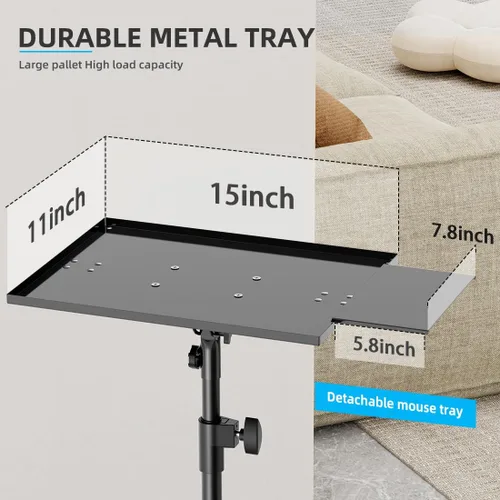 Miniatura 7 de Soporte para proyector con ruedas, trípode para laptop de 29 a 69 pulgadas con bandeja para mouse, soportes de DJ de altura ajustable con soporte