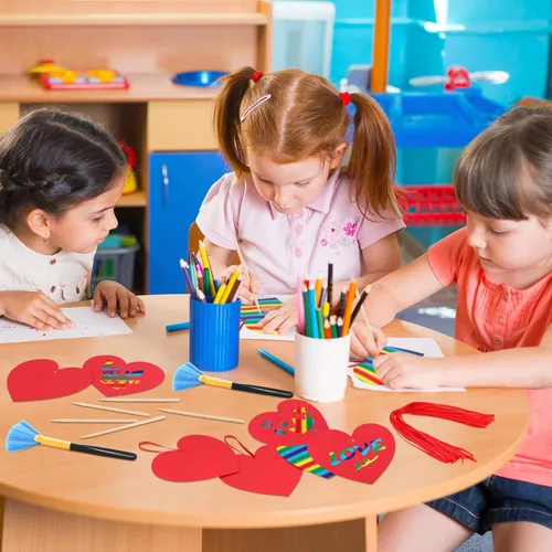 Miniatura 6 de Liliful Juego de 60 manualidades para el día de San Valentín para niños, diseño de corazón rojo, para raspar, San Valentín, preescolar, magia
