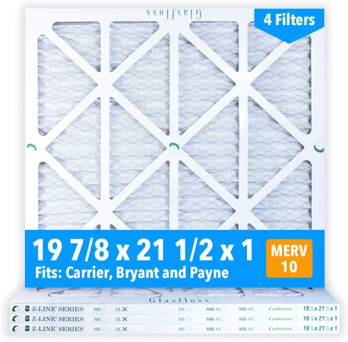 Glasfloss Filtros de aire de 19-7/8 x 21-1/2 x 1 (caja de 4), MERV 10, plisados, fabricados en Estados Unidos