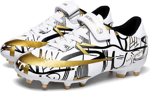 Gokzssoll NiberSeries - Zapatos de fútbol para niños pequeños y grandes ligeros duraderos antideslizantes para fútbol exteriores rendimiento firmes