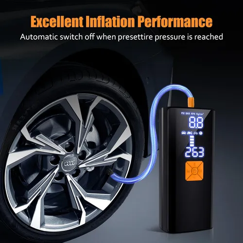 Miniatura 2 de Inflador de neumáticos, compresor de aire portátil, bomba de aire eléctrica inalámbrica de 150 PSI para automóvil, motocicleta, neumáticos