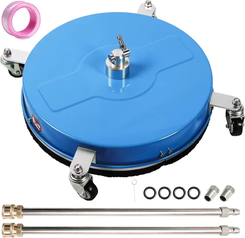 Miniatura 12 de Limpiador de superficies para hidrolavadora de 14 pulgadas con 4 ruedas, limpiador de superficies de acero inoxidable azul recubierto para entrada
