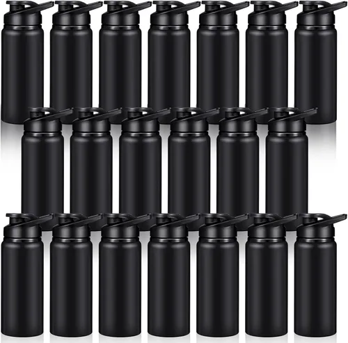 Miniatura 8 de Potchen Paquete de 20 botellas de agua de aluminio de 20 onzas, botellas deportivas de metal con tapas a presión, contenedor de viaje reutilizable