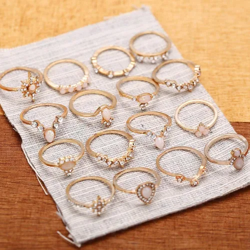Miniatura 5 de Juego de anillos geométricos personalizados de cadera para niñas de 10 a 12 años