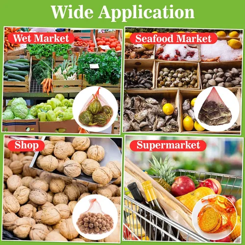Miniatura 4 de Sukh 90 bolsas de malla para productos – Bolsas de malla para verduras de 24 pulgadas, red de almacenamiento de cebolla, red de mariscos para Rojo