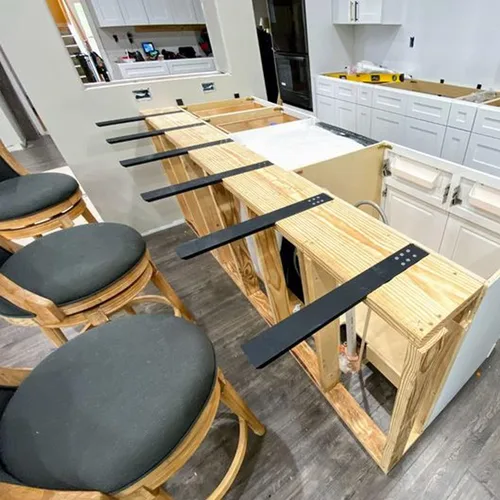 Miniatura 5 de Soporte para encimera, paquete de 3 unidades de 10 pulgadas de largo x 2.5 pulgadas de ancho, soporte oculto de pared rodilla negro para encimera