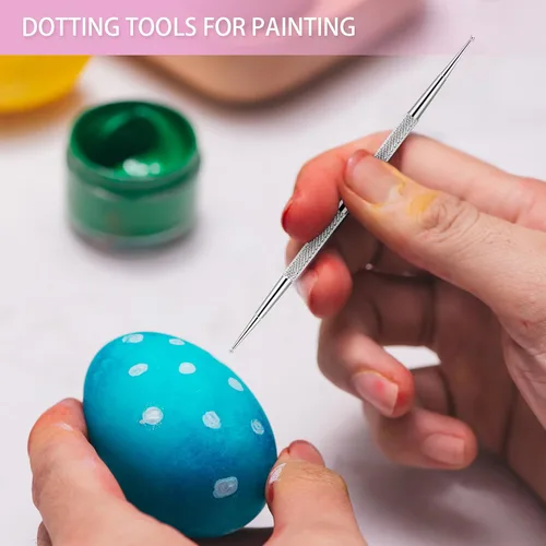 Miniatura 3 de Juego de 5 bolígrafos punteados para arte de uñas de doble extremo, herramientas de pintura de puntos de acero inoxidable de 2 vías para manicura