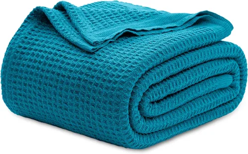 Bedsure Gentlesoft - Manta de 100 % algodón tamaño King para cama, transpirable y suave, gruesa y acogedora, manta de Navidad de punto gofre, regalo