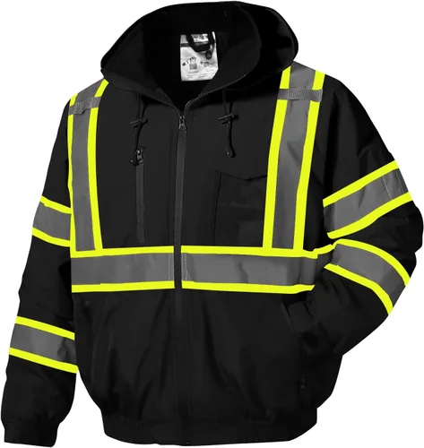 Miniatura 10 de SKSAFETY - Chaquetas reflectantes de alta visibilidad para hombres, chaqueta de seguridad impermeable para hombres con bolsillos, abrigos de trabajo
