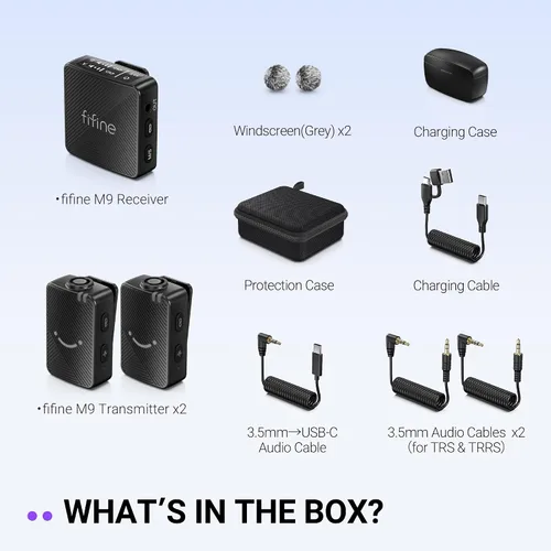 Miniatura 9 de FIFINE Micrófono Lavalier Inalámbrico para iPhone/Android/Cámara, Sistema de Micrófono de Solapa Inalámbrico de 2 Unidades para Grabación de Vlog