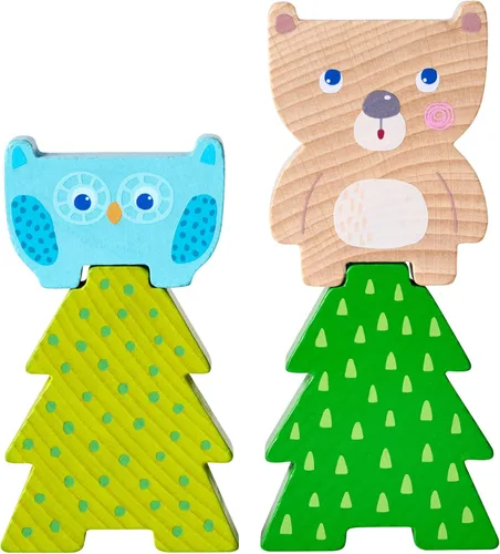 Miniatura 7 de HABA Forest Friends - Juguete apilable de madera - Juego de clasificación Montessori y clasificador de formas para niños pequeños - Bloques
