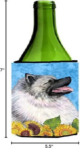 Miniatura 3 de Caroline's Treasures SS4122LITERK Keeshond in Summer Flowers Botella de vino Hugger Botella Enfriador Manga Hugger Lavable a Máquina Aislante