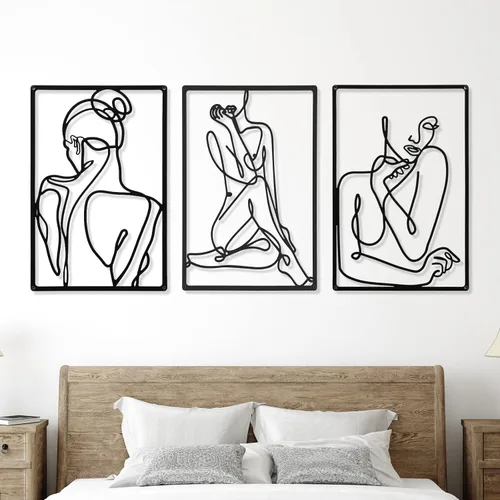 Miniatura 2 de Cindeer Arte abstracto moderno para pared, 6 piezas de escultura colgante de metal, arte de línea femenina para dormitorio, decoración de sala